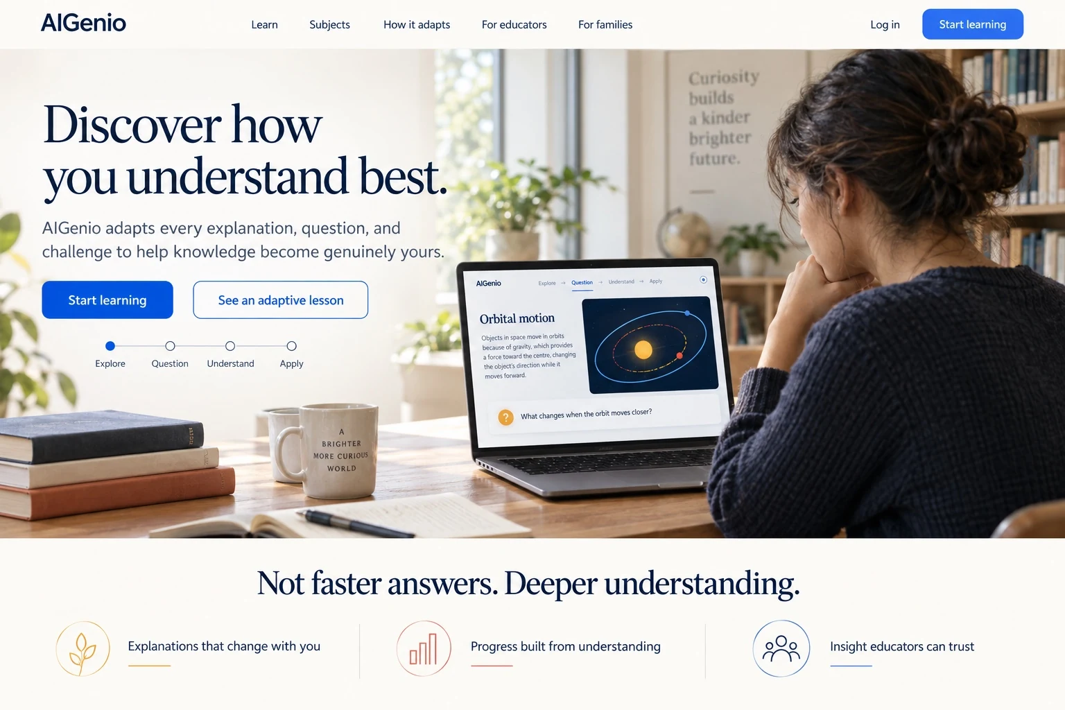 AIGenio adaptive AI learning platform concept for education and personalized knowledge